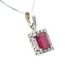 14k White Gold Glass Filled Ruby with Diamond Pendant on a 14k White Gold Classic Box Chain Necklace - Image 5