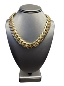 10k Yellow Gold Cuban Chain Link Necklace with 6.3 ctw Diamond Box Clasp