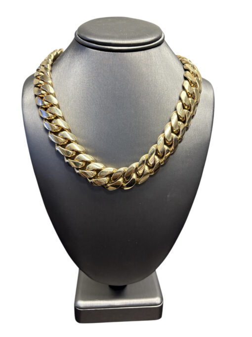 10k Yellow Gold Cuban Chain Link Necklace with 6.3 ctw Diamond Box Clasp