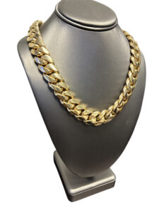 10k Yellow Gold Cuban Chain Link Necklace with 6.3 ctw Diamond Box Clasp