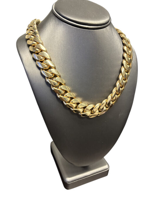 10k Yellow Gold Cuban Chain Link Necklace with 6.3 ctw Diamond Box Clasp