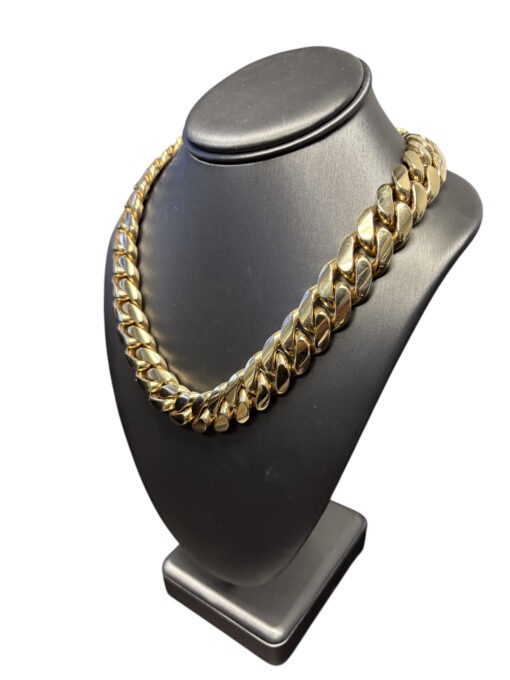 10k Yellow Gold Cuban Chain Link Necklace with 6.3 ctw Diamond Box Clasp - Image 10