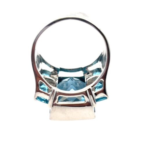 18k White Gold Blue Topaz and Diamond Ring