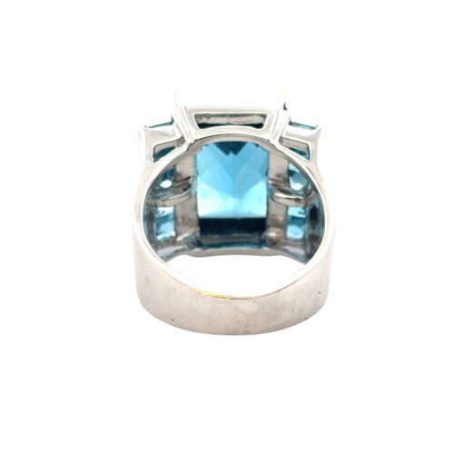 18k White Gold Blue Topaz and Diamond Ring
