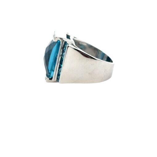 18k White Gold Blue Topaz and Diamond Ring