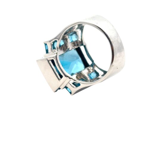 18k White Gold Blue Topaz and Diamond Ring