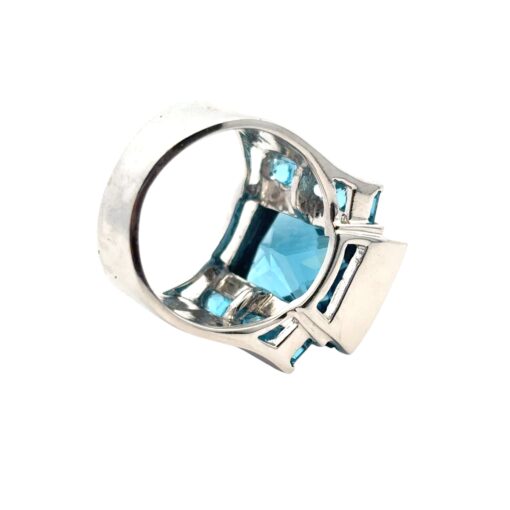 18k White Gold Blue Topaz and Diamond Ring