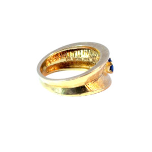 Vintage 3 Multicolor Stone 14k Yellow Gold Ring Band