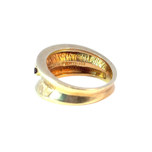 Vintage 3 Multicolor Stone 14k Yellow Gold Ring Band