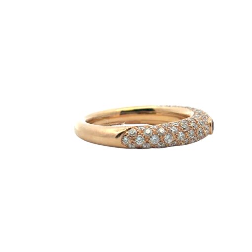 18k Rose Gold Pave Diamond with 1 Ruby Band Ring - Image 5
