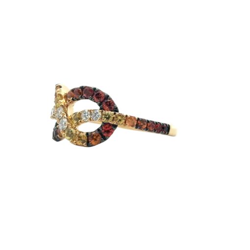 18k Yellow Gold Diamond Orange Stone Bowtie Ring - Image 11