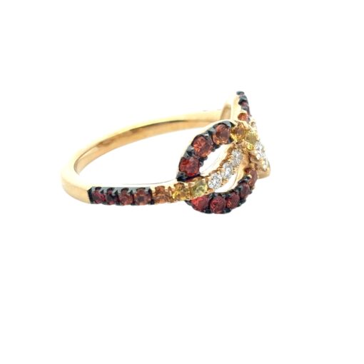 18k Yellow Gold Diamond Orange Stone Bowtie Ring - Image 14