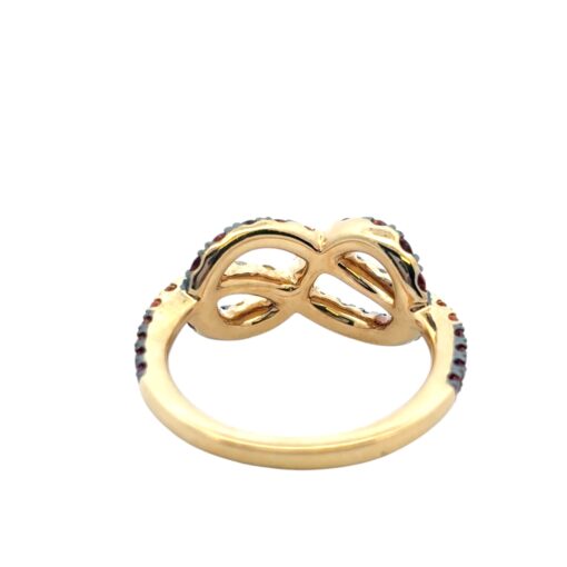 18k Yellow Gold Diamond Orange Stone Bowtie Ring - Image 15