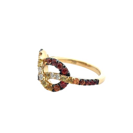 18k Yellow Gold Diamond Orange Stone Bowtie Ring - Image 16