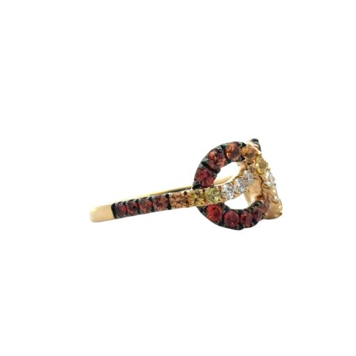 18k Yellow Gold Diamond Orange Stone Bowtie Ring - Image 7