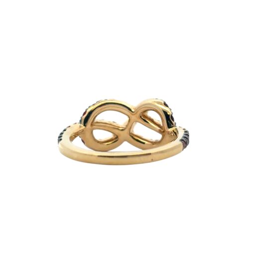 18k Yellow Gold Diamond Orange Stone Bowtie Ring - Image 8