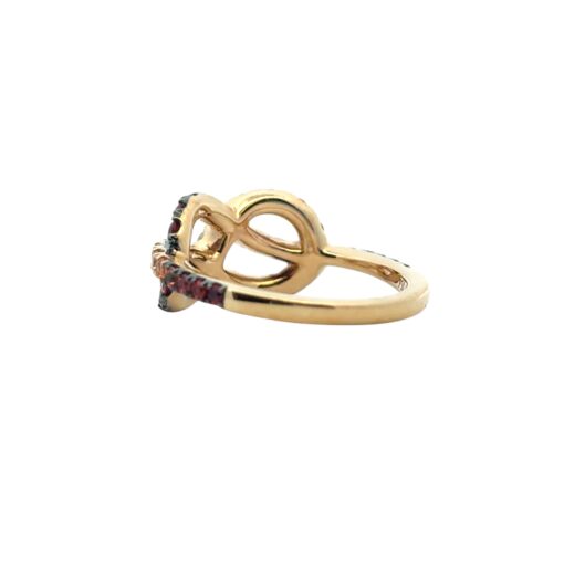 18k Yellow Gold Diamond Orange Stone Bowtie Ring - Image 9