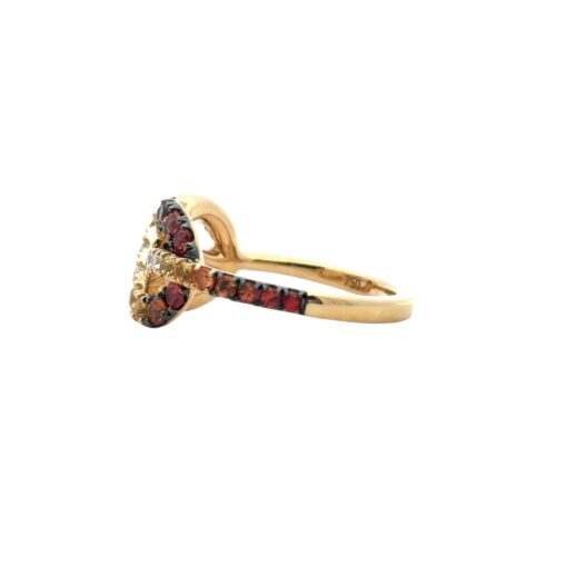 18k Yellow Gold Diamond Orange Stone Bowtie Ring - Image 10