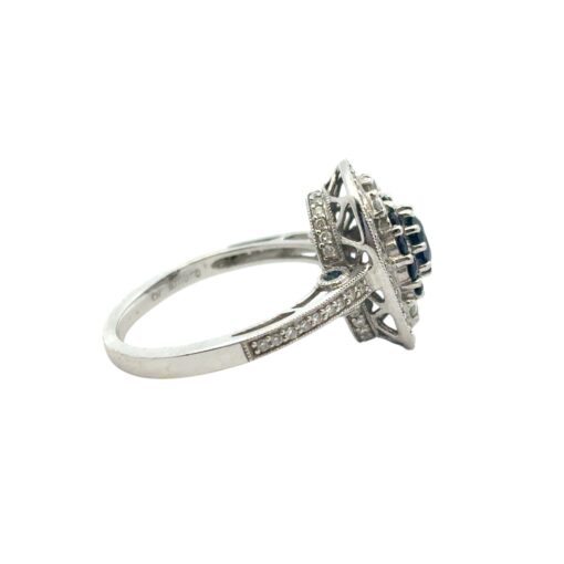 18k White Gold Diamond and Sapphire Cocktail Ring - Image 13