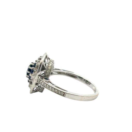 18k White Gold Diamond and Sapphire Cocktail Ring - Image 15