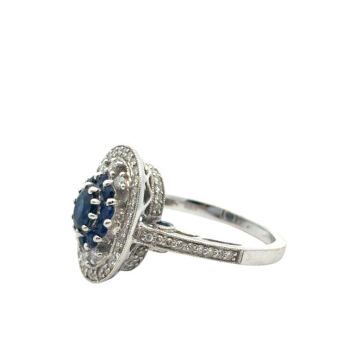 18k White Gold Diamond and Sapphire Cocktail Ring - Image 16
