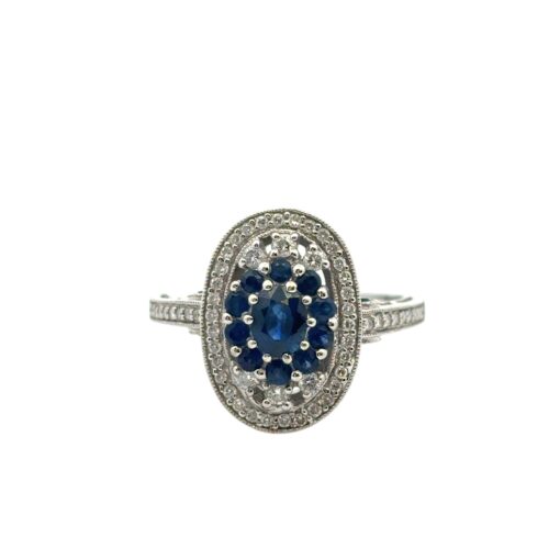 18k White Gold Diamond and Sapphire Cocktail Ring - Image 17