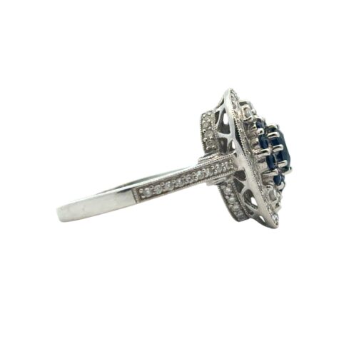 18k White Gold Diamond and Sapphire Cocktail Ring - Image 5