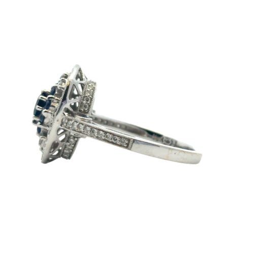 18k White Gold Diamond and Sapphire Cocktail Ring - Image 8