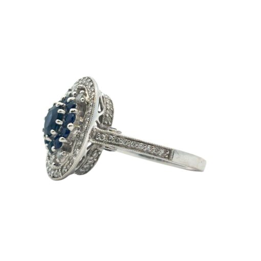 18k White Gold Diamond and Sapphire Cocktail Ring - Image 9