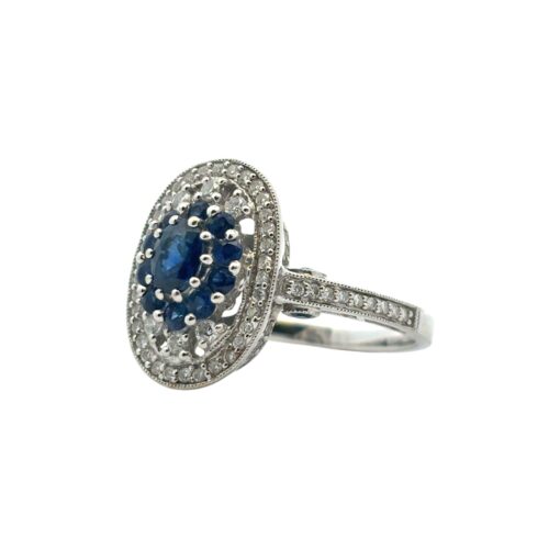 18k White Gold Diamond and Sapphire Cocktail Ring - Image 10