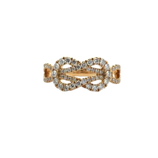 18k Yellow Gold Diamond Bowtie Knot Ring Ring - Image 2