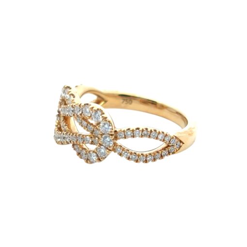 18k Yellow Gold Diamond Bowtie Knot Ring Ring - Image 15