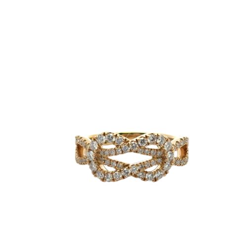 18k Yellow Gold Diamond Bowtie Knot Ring Ring - Image 16