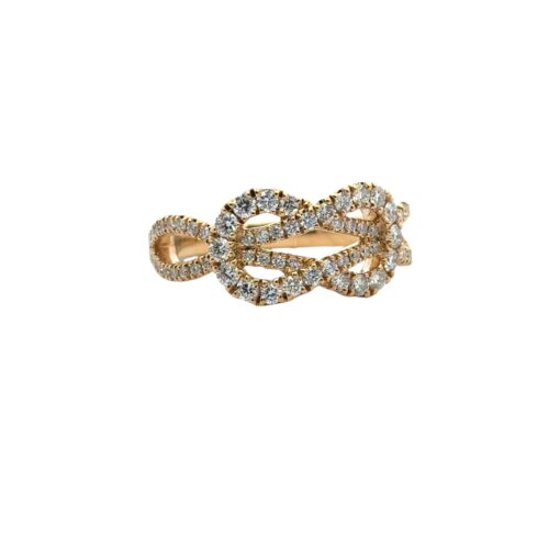 18k Yellow Gold Diamond Bowtie Knot Ring Ring - Image 3