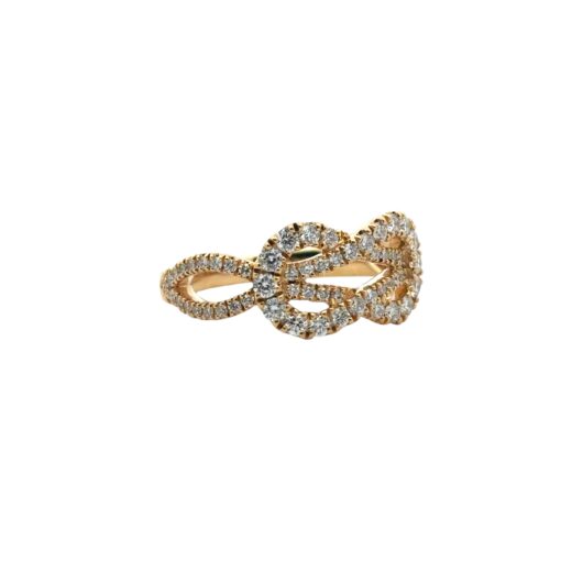 18k Yellow Gold Diamond Bowtie Knot Ring Ring - Image 4