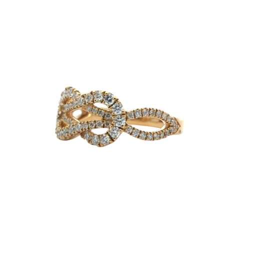 18k Yellow Gold Diamond Bowtie Knot Ring Ring - Image 10