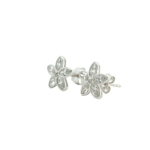 Diamond Flower Stud Earrings