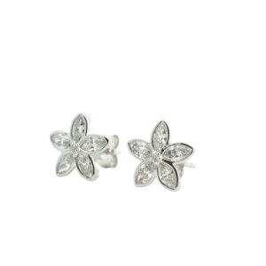Diamond Flower Stud Earrings