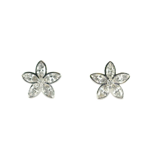 Diamond Flower Stud Earrings