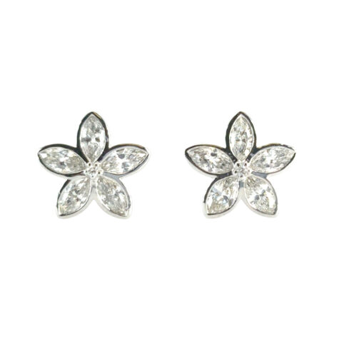 Diamond Flower Stud Earrings