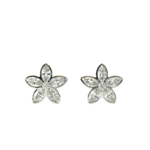 Diamond Flower Stud Earrings