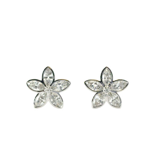Diamond Flower Stud Earrings