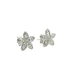 Diamond Flower Stud Earrings