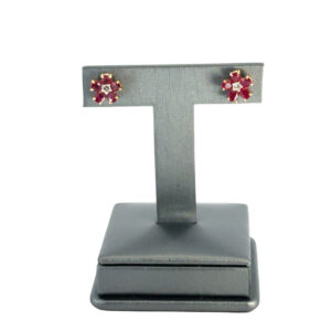 Ruby Diamond Flower Earrings