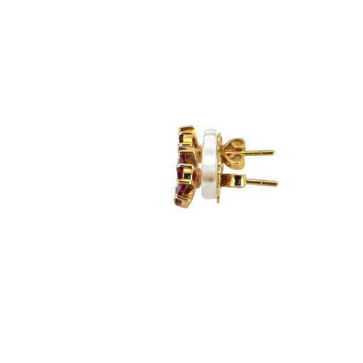 Ruby Diamond Flower Earrings