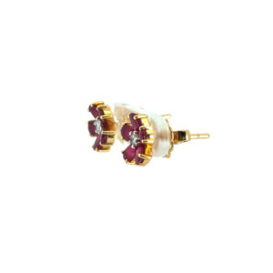 Ruby Diamond Flower Earrings