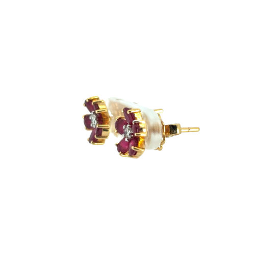 Ruby Diamond Flower Earrings