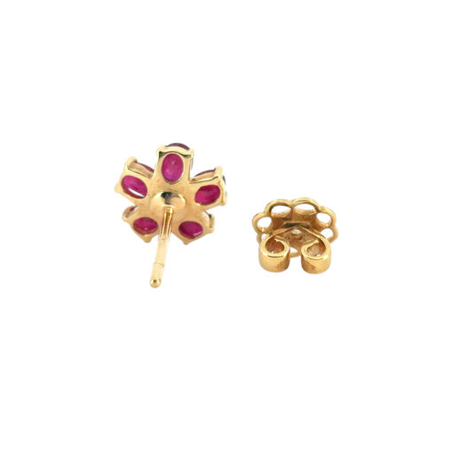 Ruby Diamond Flower Earrings