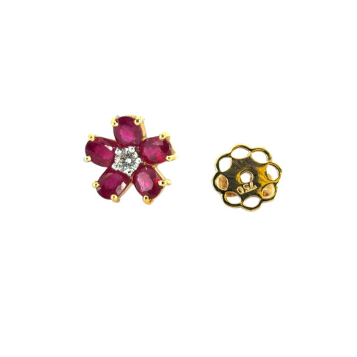 Ruby Diamond Flower Earrings