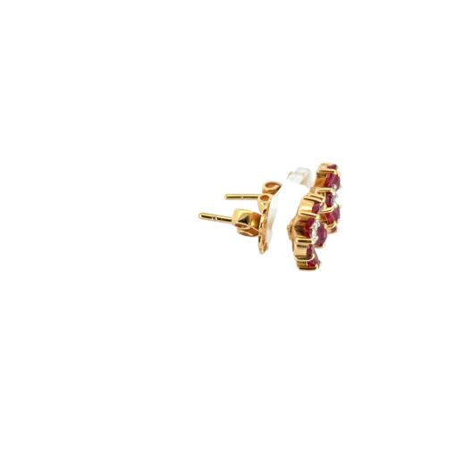 Ruby Diamond Flower Earrings